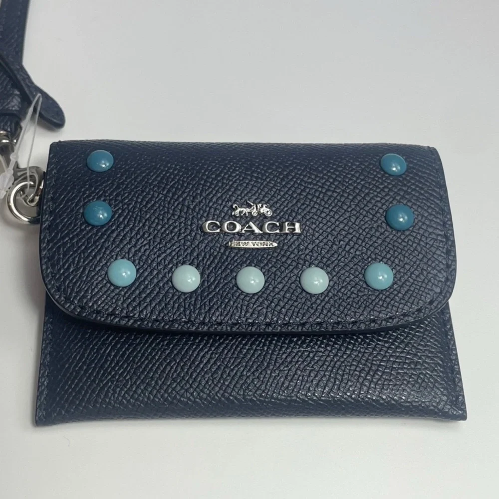 NWOT COACH Rainbow Rivets Card Holder Pouch